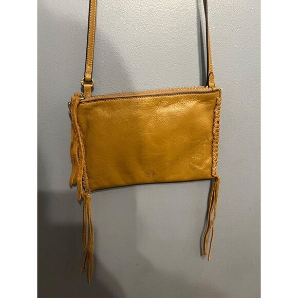 Vince Camuto Litzy Mocha Leather Fringe Crossbody Bag Western‎ Boho Chic Purse - Picture 6 of 13